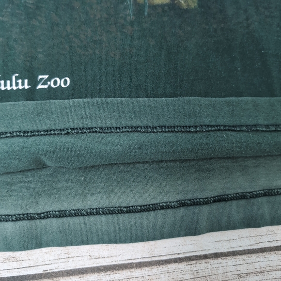 Vintage Fruit Of The Loom Honolulu Zoo Embroidered Tiger T Shirt Dark Green XL - Picture 5 of 9